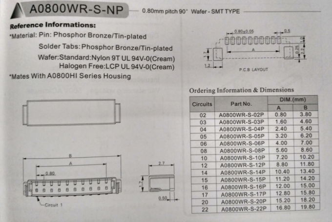 0.8mm pitch Insulation Displacement Connector SUR connector for AWG32#