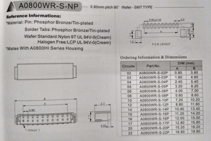 0.8mm pitch Insulation Displacement Connector SUR connector for AWG32#